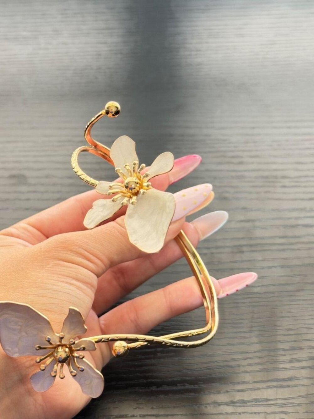 Gold Floral Coil Wrap Bangle Bracelet Boho Coquette OS